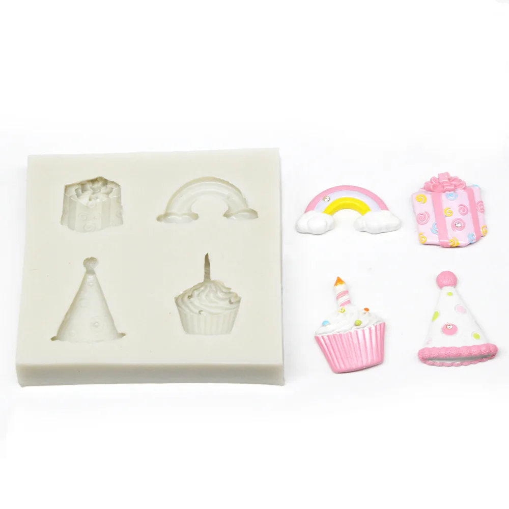 Единорог Радуга облако Рождественская шляпа Подарочный пакет силиконовая форма