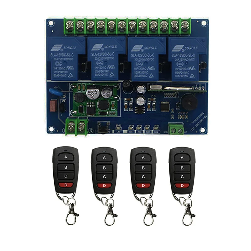 

DC12V 24V 36V 48V 4CH 30A RF Wireless Remote Control Relay Switch Security System Garage Doors Gate Electric Doors Lamp/ Window