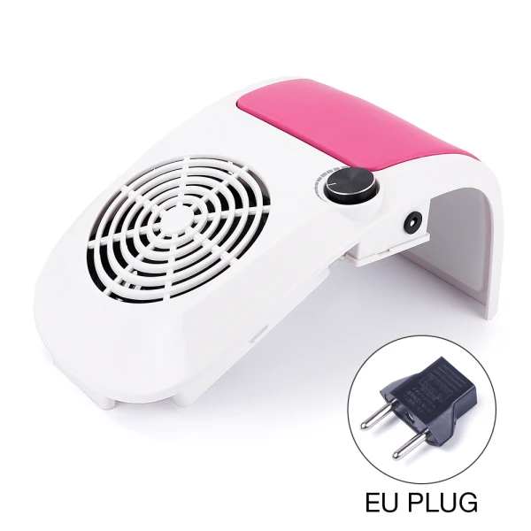 Pink EU Plug 60 Вт пылеуловитель для ногтей с сильной регулируемой скоростью, Пылевой вентилятор для ногтей, пылесос для маникюра, инструмент для вакуумного всасывания ногтей - Цвет: Pink EU Plug