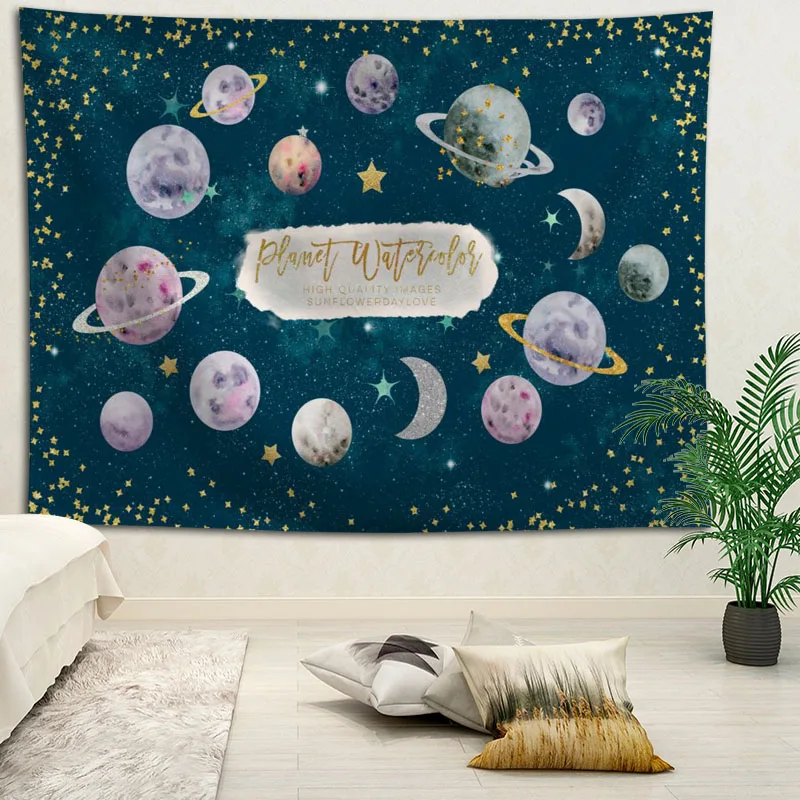 

Горячая Распродажа пользовательский полная луна художественный Печатный гобелен фон декоративный гобелен различных размеров Настенный д...