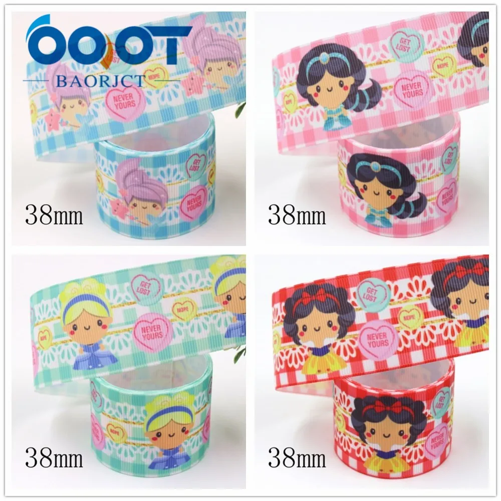 OOOT BAORJCT I-19809-1831, 38 мм 10 ярдов мультфильм термотрансферные печатные корсажные ленты, ленты ремесла, лук крышка DIY аксессуары
