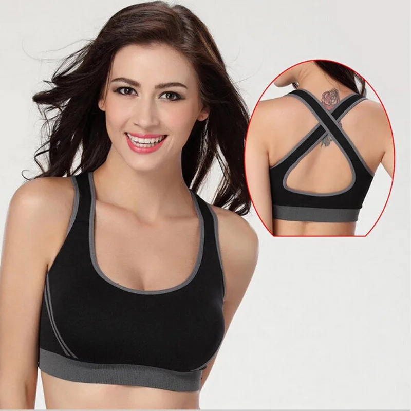 Dorislen Women Padded Racerback Bra Stretch Back Cross Push Up Fitness Workout Bras Lady Vest Top | Женская одежда