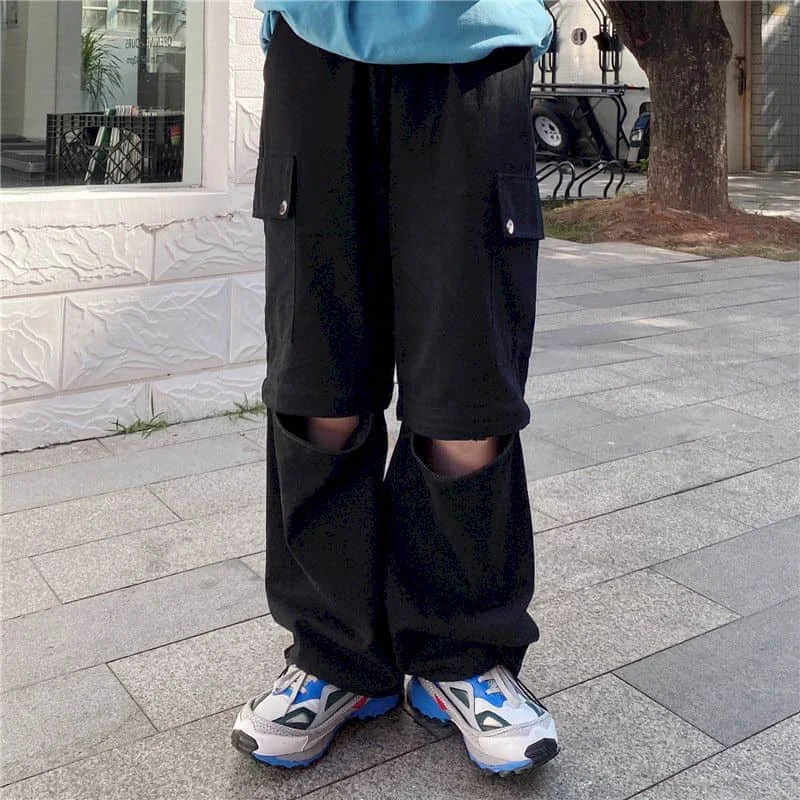 

New Autumn Spring Harajuku Overalls Women Straight Pant Detachable Wide-Leg Pants Unisex Loose Casual BF Style Trousers