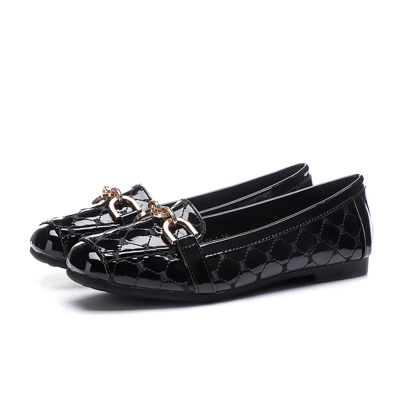 Zapatos de mujer de moda/ г. Женская обувь на плоской подошве осенние Лоферы женская обувь на плоской подошве женская обувь из лакированной кожи с мягкой подошвой - Цвет: black