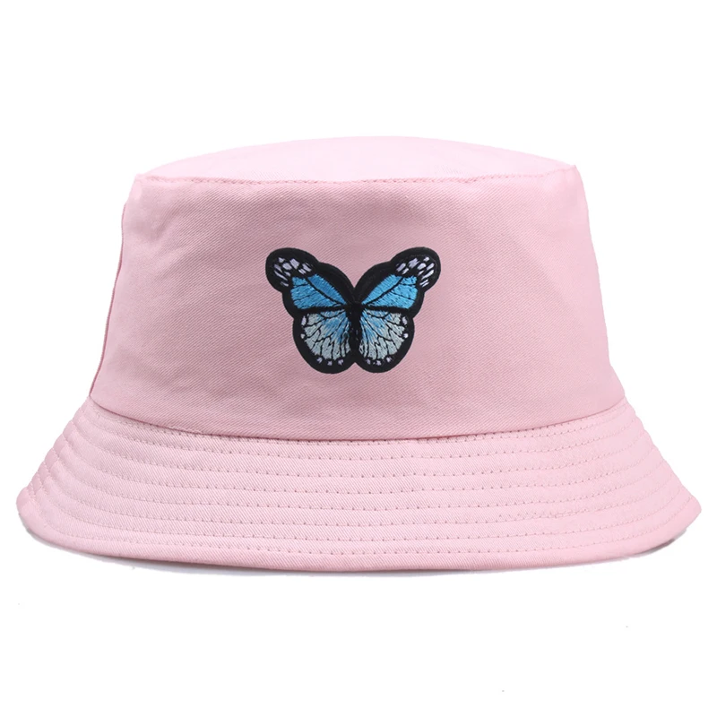 

Blue Butterfly Unisex Harajuku Bucket Hat Outdoor Fisherman Cap women Bucket fishing Hats Sunscreen Foldable Panama Caps