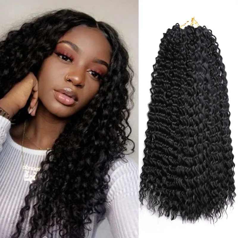 Long Curly Synthetic Crochet Braids Freetress Water Wave Passion Twist Braiding Hair Extensions For Women Natural Soft Black