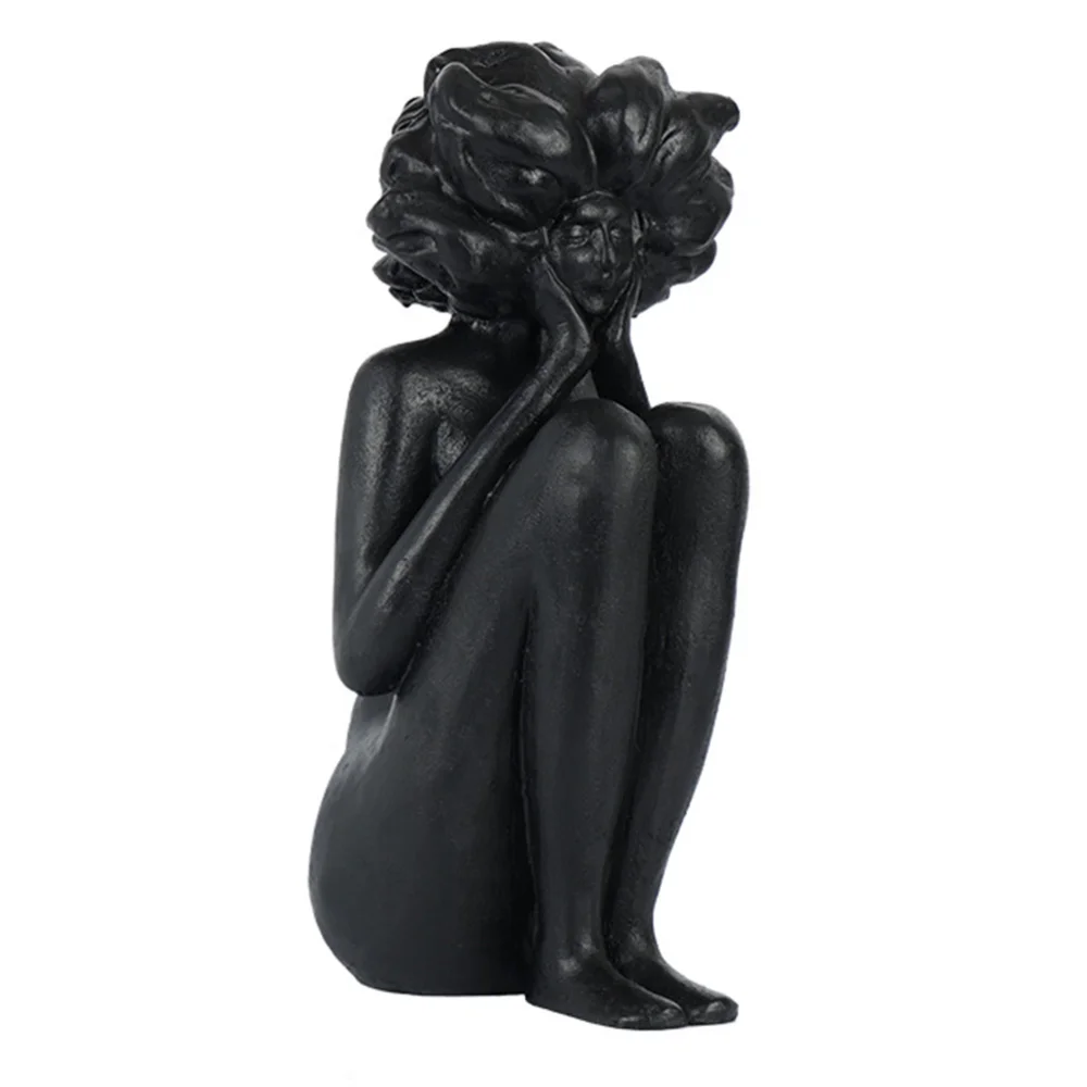 1Pc Beauty Figurine Book Holder Decorative Retro Bookend Chic Resin Craft Black