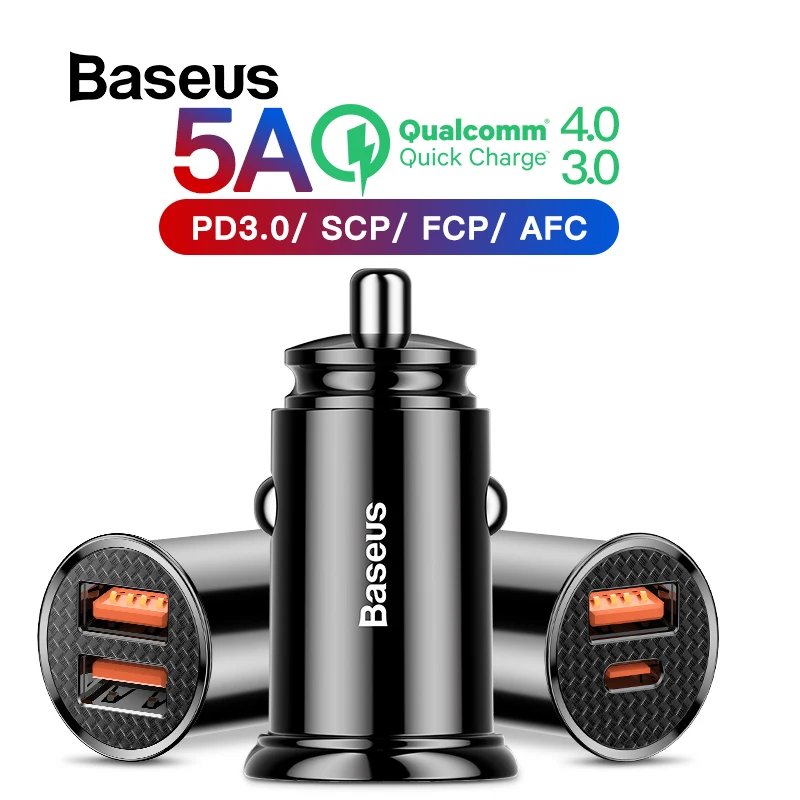 Baseus 30 Вт автомобильное быстрое зарядное устройство 4,0 3,0 USB зарядка для huawei Iphone X XS Max SCP usb type C PD 3,0 быстрая зарядка автомобильное зарядное устройство для телефона