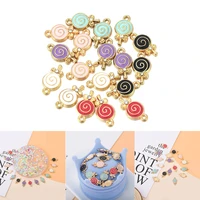 6style 10pcs metal candy series charms enamel lollipop pendant for diy necklace bracelet keychain jewelry making accessories