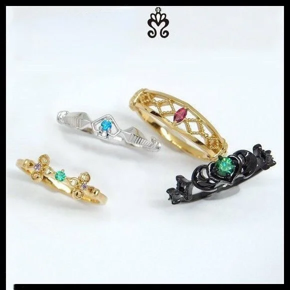 

2021 New Anime Masked Rider Zircon Ring for Woman Man Open To Adjust Golden Black 4 Color Optional Anime Rings Jewelry Wholesale