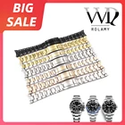 Ремешок для часов Rolamy 20 мм, черный, твердый, изогнутый, застежка с винтовыми звеньями, 316L, сталь, браслет для часов Rolex, стристер, Subamriner, Daytona GMT