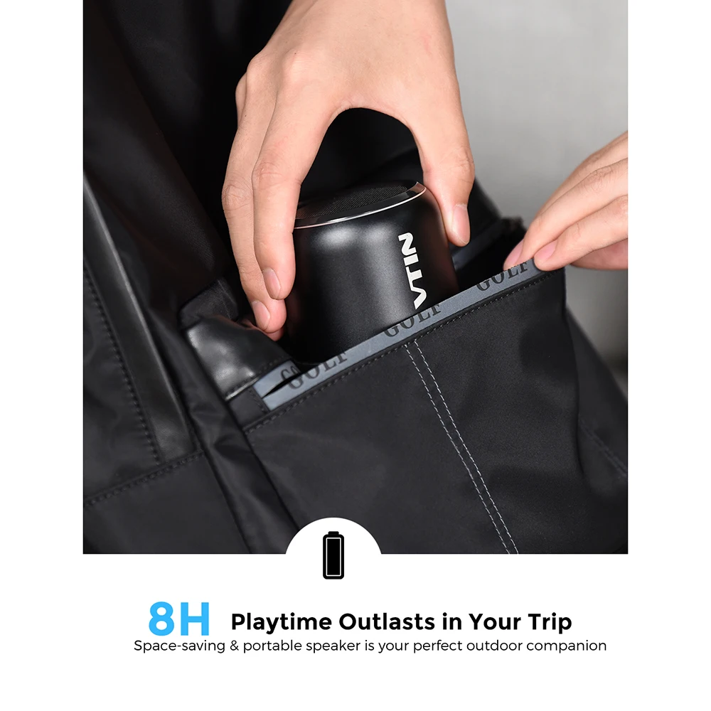 Original VTIN BH173 8W Bluetooth Speaker Waterproof Wireless With Stereo Sound 8H Playing Time For Outdoor Phone PC |