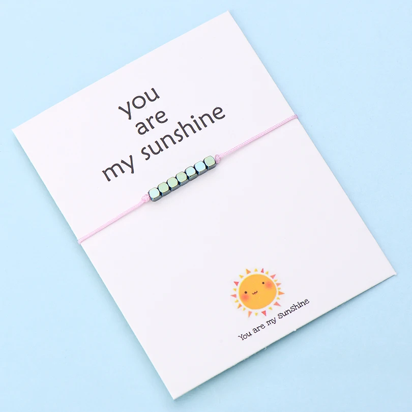 color 10 IYOE Wish Card You Are My Sunshine крошечные бусины браслеты с подвесками для женщин и мужчин геометрические бусины ручной работы красный браслет с нитью подарок - Окраска металла: color 10