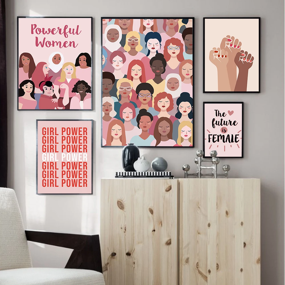

Feminist Nursery Art Women Power Hand Wall Art Canvas Painting Prints Girls Gift Modern Pictures Living Room Bedroom Wall Poster