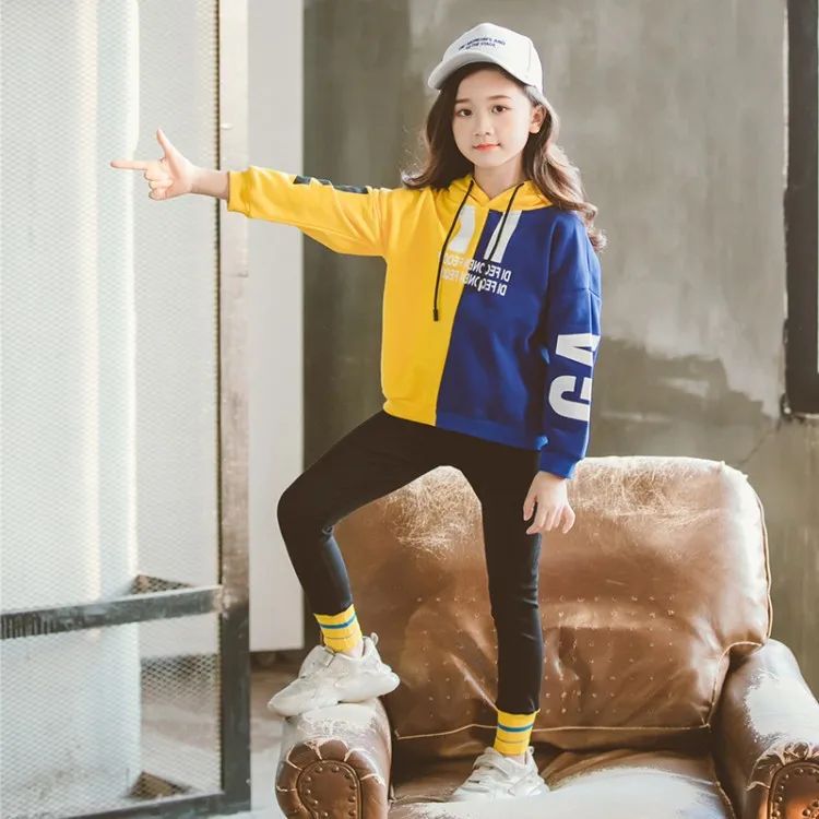 Модный комплект одежды для девочек спортивный костюм подростков весна 2019