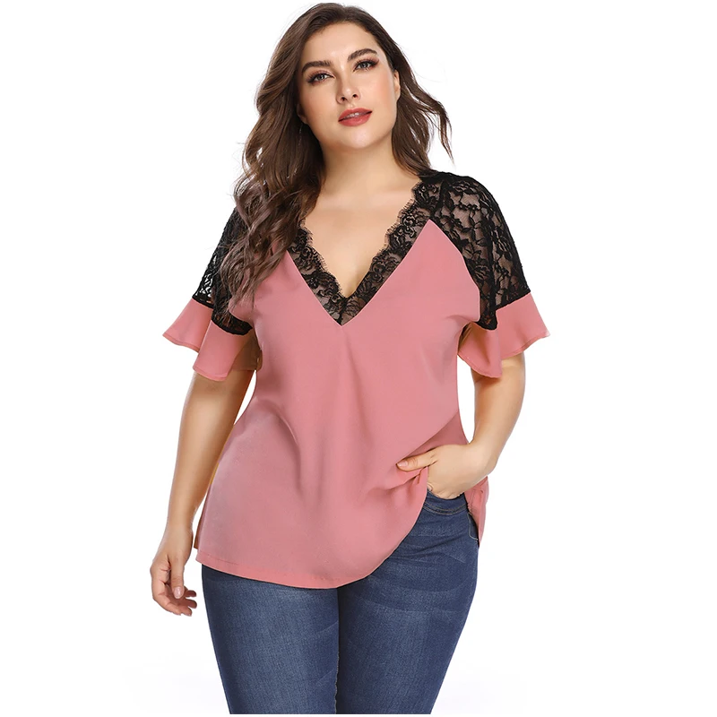 Женская кружевная рубашка в стиле пэчворк летний топ желтого розового красного