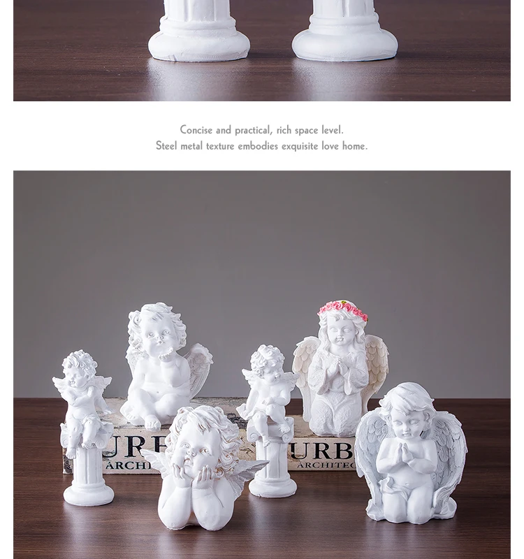 European Handmade Resin Angel Figurines Home Furnishing Decoration Crafts Wedding Gifts Lucky Ornament Desk Statues