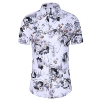 plus size 5xl 6xl 7xl summer new men slim fit shirt casual print short sleeve shirt hawaii shirt male brand clothing man tops