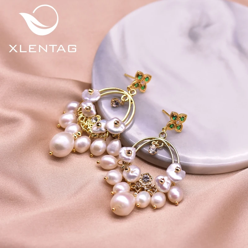 XlentAg оригинальные серьги-подвески с искусственным жемчугом акриловые цветы