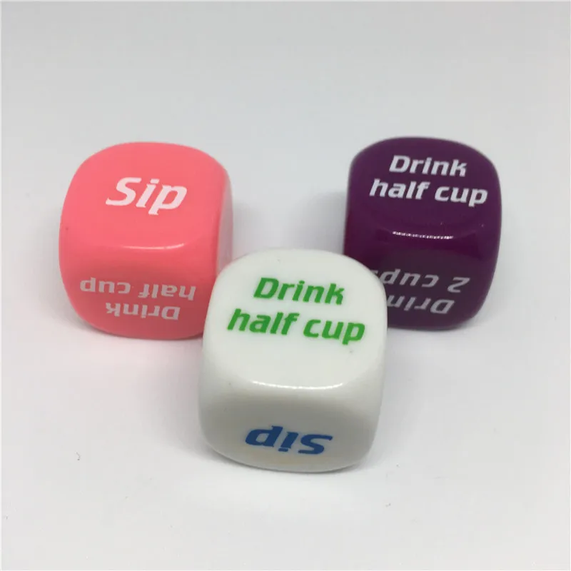 

3 Pcs Big Wine Drinking English Party Drink Dice Gambling Adult Games Bar Party Pub Drink Funny Dices Decider Dropshipping 25mm
