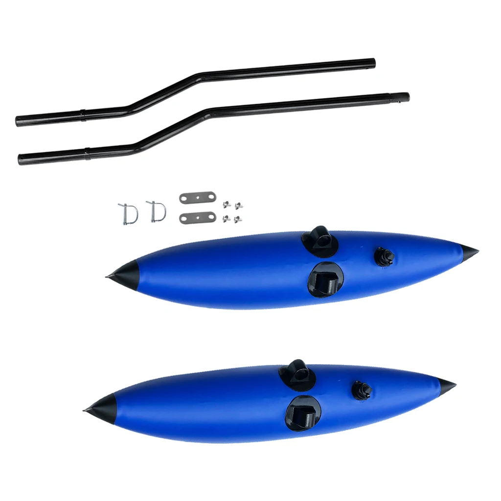 

2x Blue PVC Inflatable Outrigger Stabilizer & Pole For Kayak Canoe Standing
