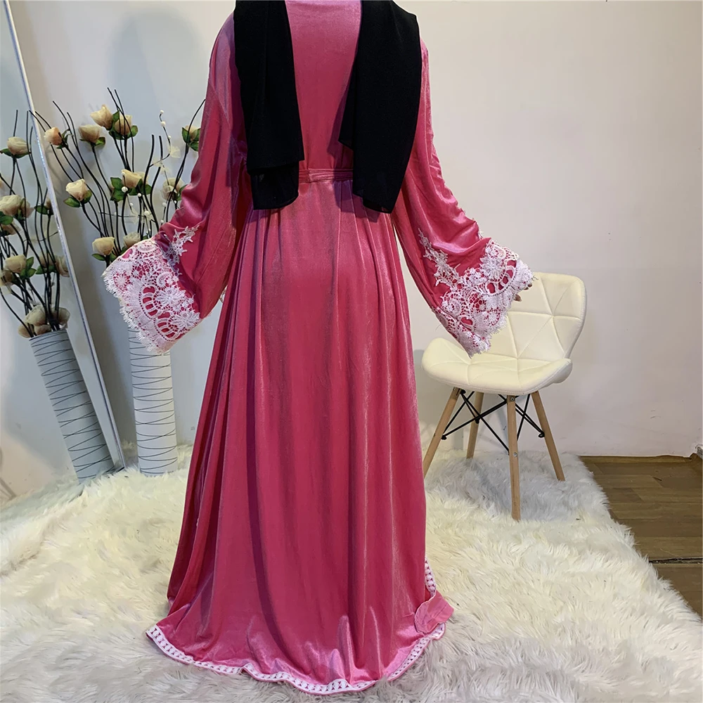 Бархатное кимоно Дубай абайя Турция хиджаб мусульманское платье кафтан