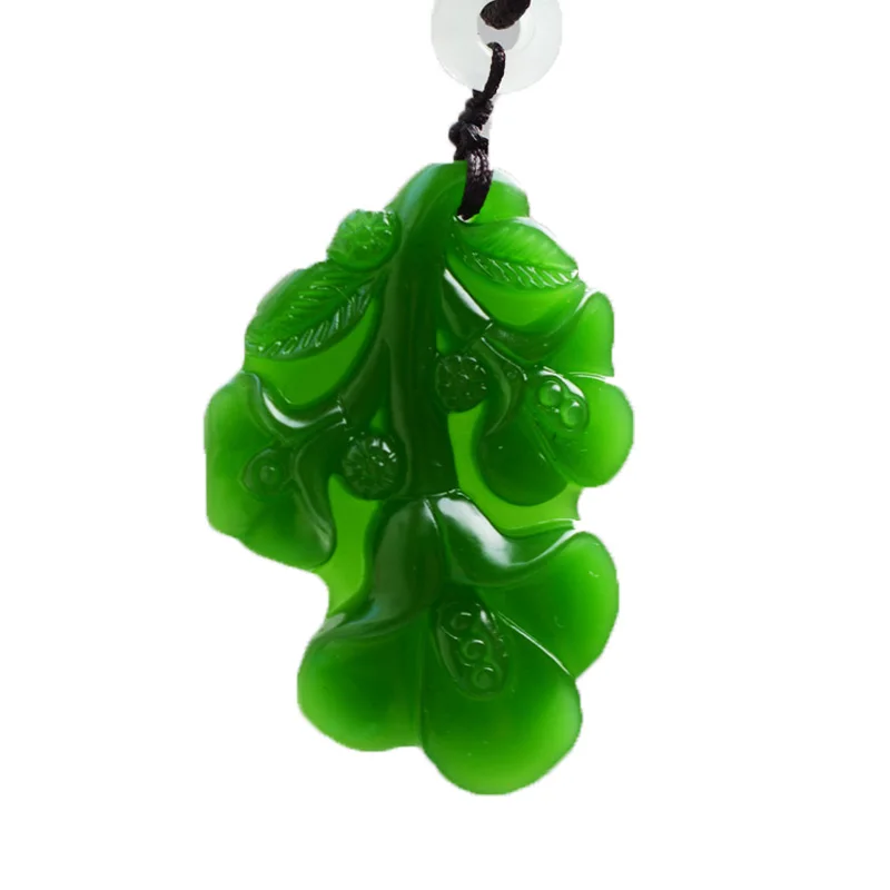 

Drop shipping Beautifully Green Nephrite Orchid Ruyi Pendant Green Auspicious Magnolia Jades Pendant Jewelry women mom gift