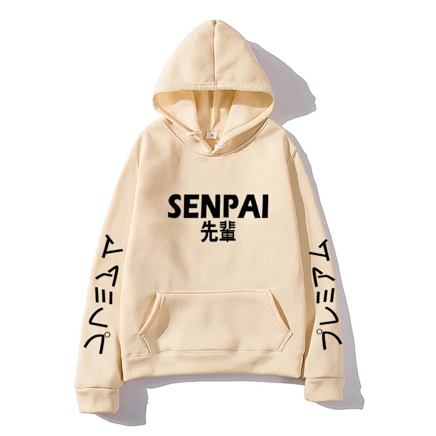 Худи флисовое унисекс с принтом SENPAI модная Толстовка в японском стиле уличная