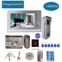 dragonsview 7 inch video door phone intercom system doorbell camera home security electric lock unlock talk waterproof