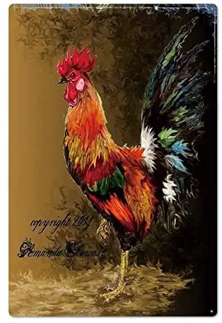 

Original Retro Design Big Rooster Tin Metal Wall Art Signs Wall Art | Thick Tinplate Print Poster Wall Decoration