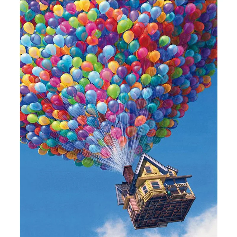 

GATYZTORY 5D Diamond Painting Full Square DIY Home Decor Mosaic Rhinestone Picture Custom LOGO Hot air balloon and flying house