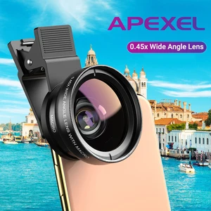 APEXEL Camera Phone Lens 2in1 12.5X Macro Mobile Lens 0.45X Wide Angle Camcorder Lenses For iPhone S