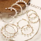 Женские серьги-подвески с жемчугом IF YOU, большие круглые серьги геометрической формы, ювелирные украшения в подарок, 2019