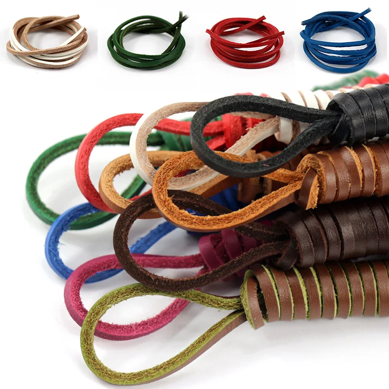 

1 Pair Flat Shoelaces High Quality Solid Leather Shoe Laces Classic Multicolor Leisure Shoe Lace Outdoor Unisex Leather Shoelace