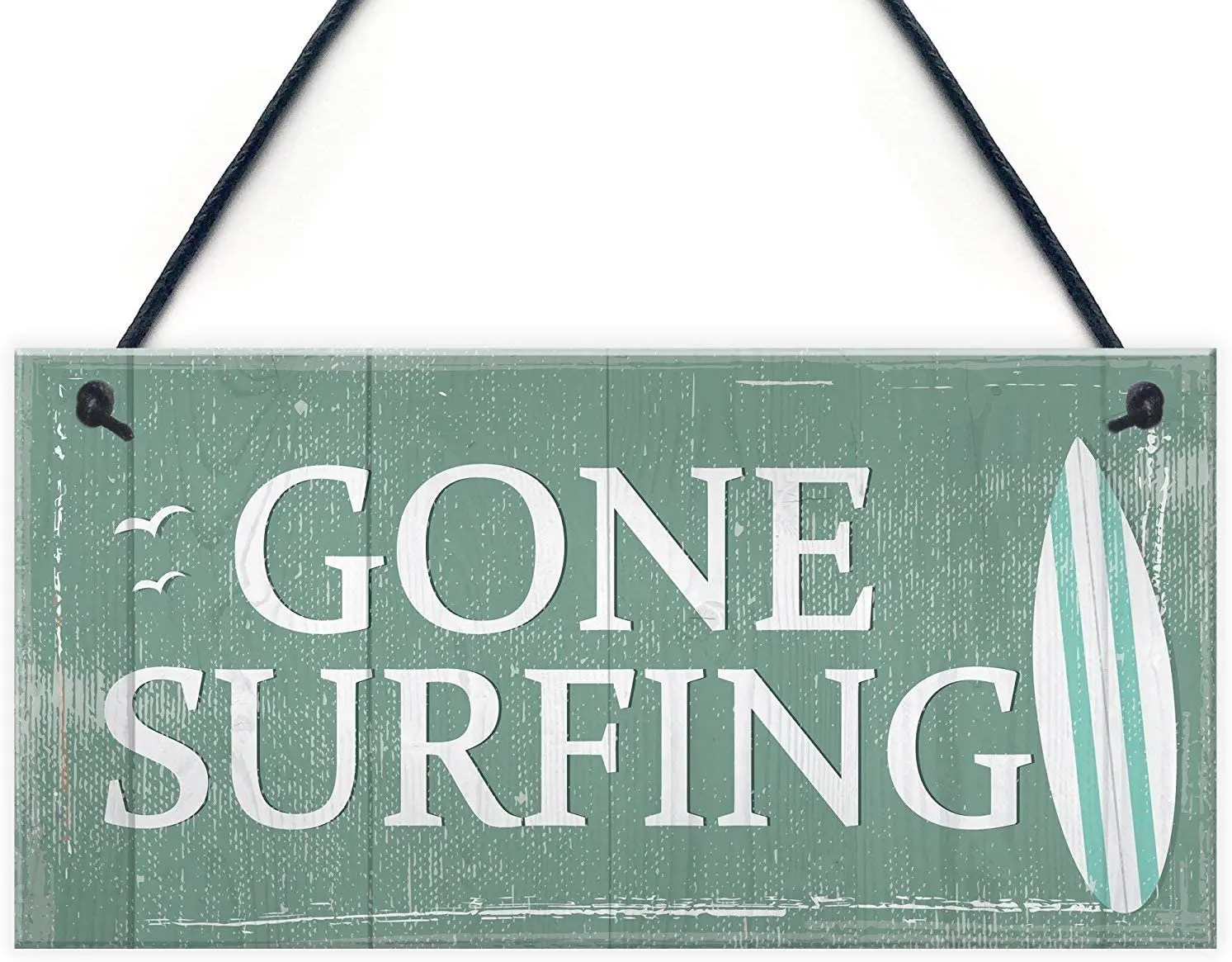 

Gone Surfing Hanging Plaque Nautical Decor Beach Seaside Shabby Chic Home Sign Gift 10" X 5"