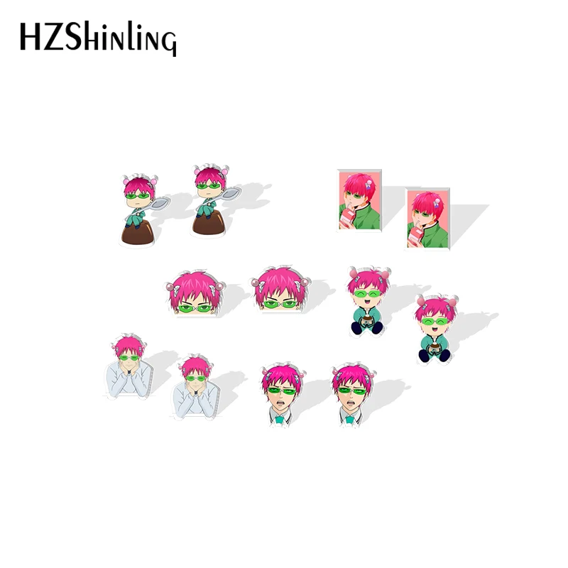 

Saiki Kusuo anime Cartoon Acrylic Stud Earrings Resin Epoxy Fashion Jewelry