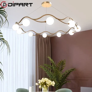 Nordic Modern LED Chandeliers Lamp  Round Wave shape Chandelier Lighting   Living Room Bedroom Gold Round Crystal Ring Lights