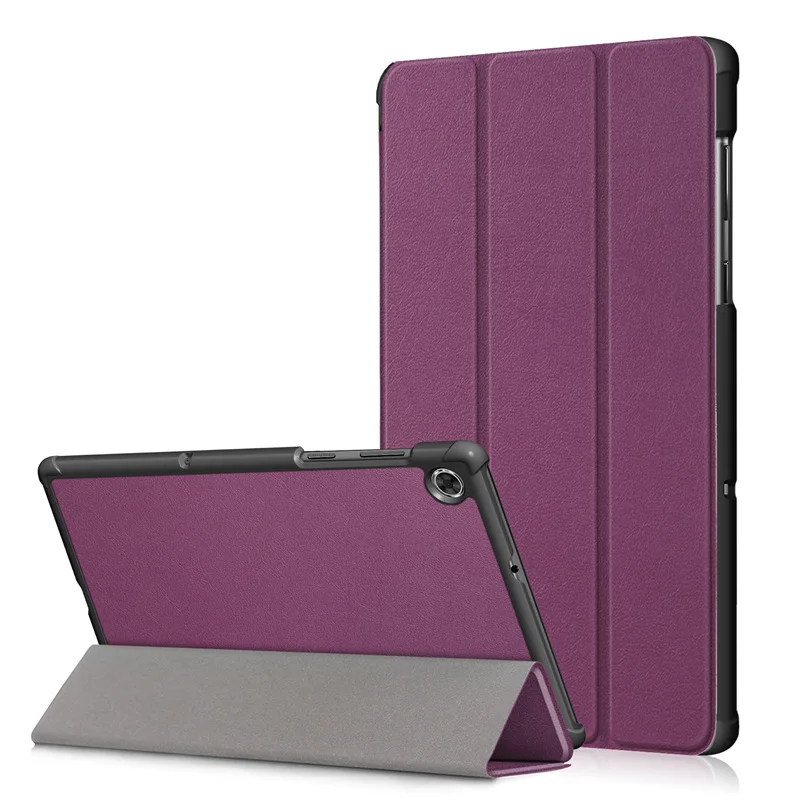 

For Lenovo Tab M10 Plus Tri-fold Flat Cover TB-X606F Pure Color Castel Sleeping Holster