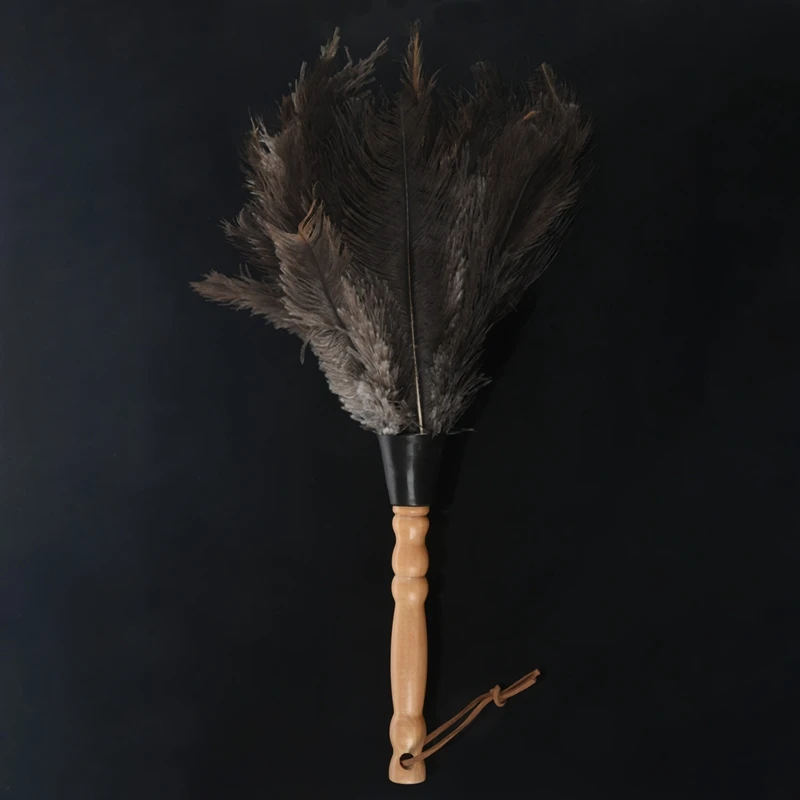 

Anti-Static Ostrich Feather Fur Brush Duster Dust Cleaning Tool Wooden Handle