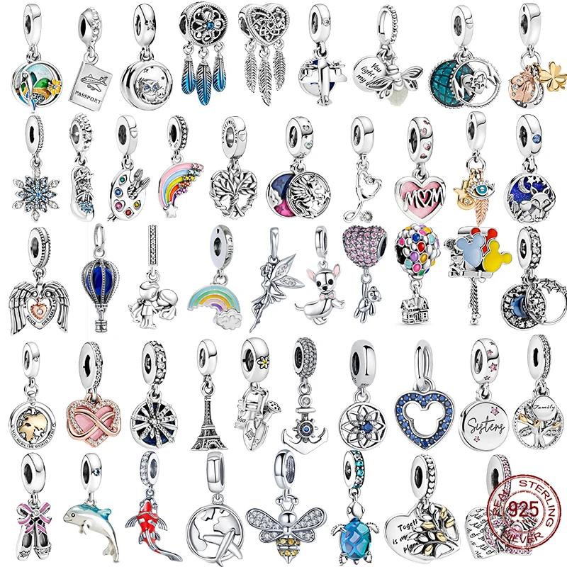 

2021 New 925 Silver Dangle Heart Mom Dreamcatcher Bee Star Fit Original Sliver Bracelet For Women DIY Jewelry Making