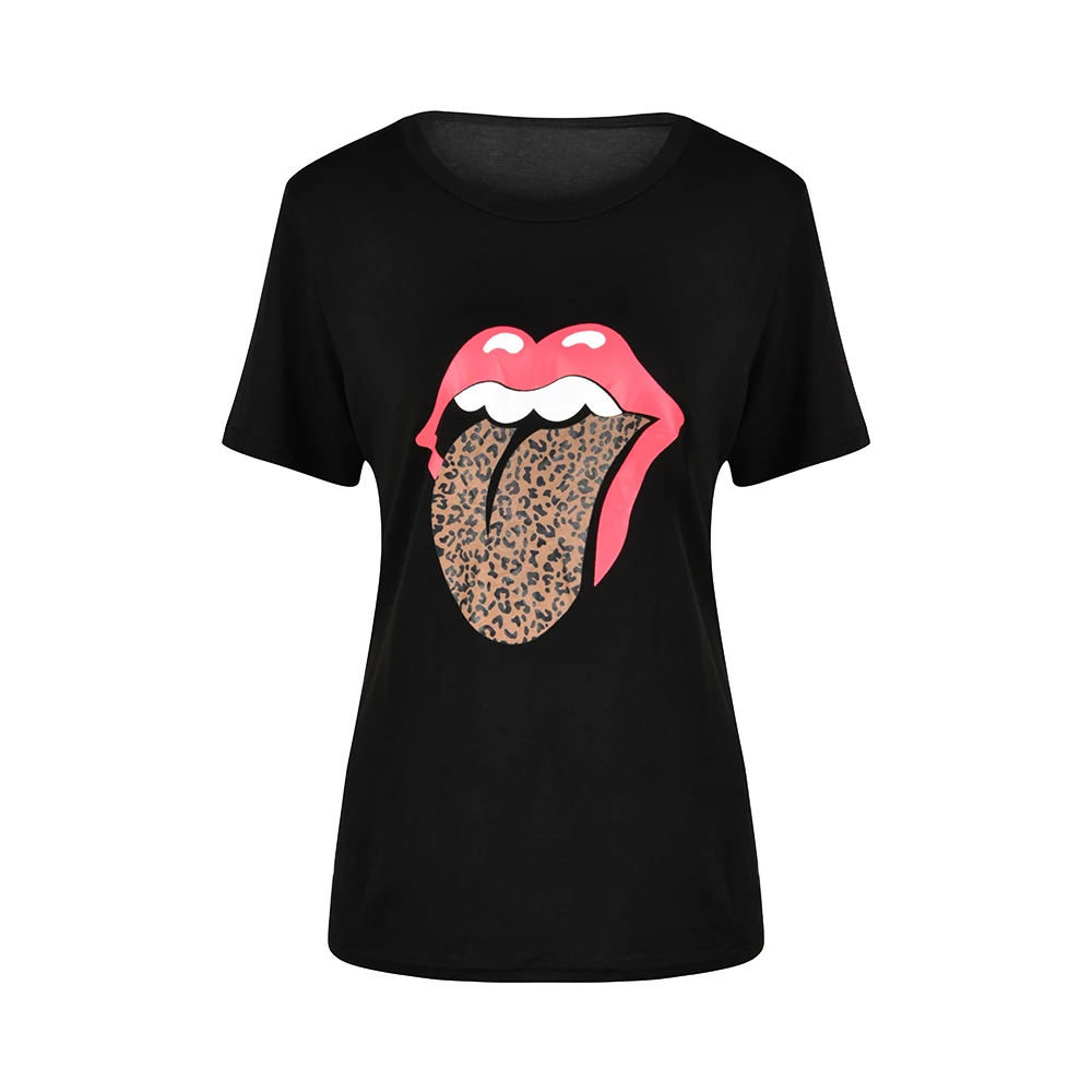 

Sale Summer Plus Size Tshirt Dress Fashion Loose Vestidos Black Sexy Lips Tshirts Casual Streetwear Funny Femme tops tees D30