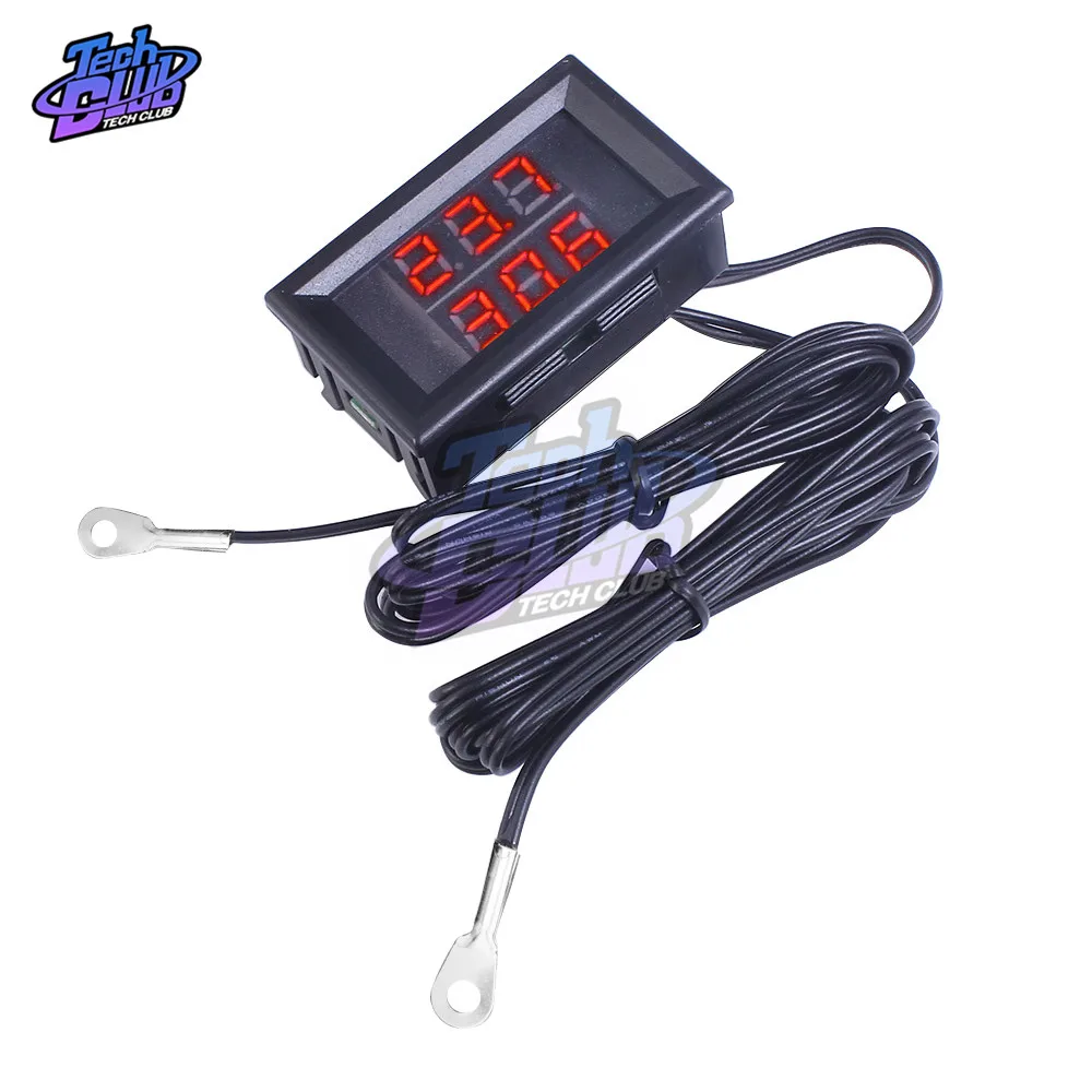 

DC4-28V Digital Thermometer Dual Display Mini With NTC Waterproof Metal Probe Temperature Sensor Tester For Car Room Indoor