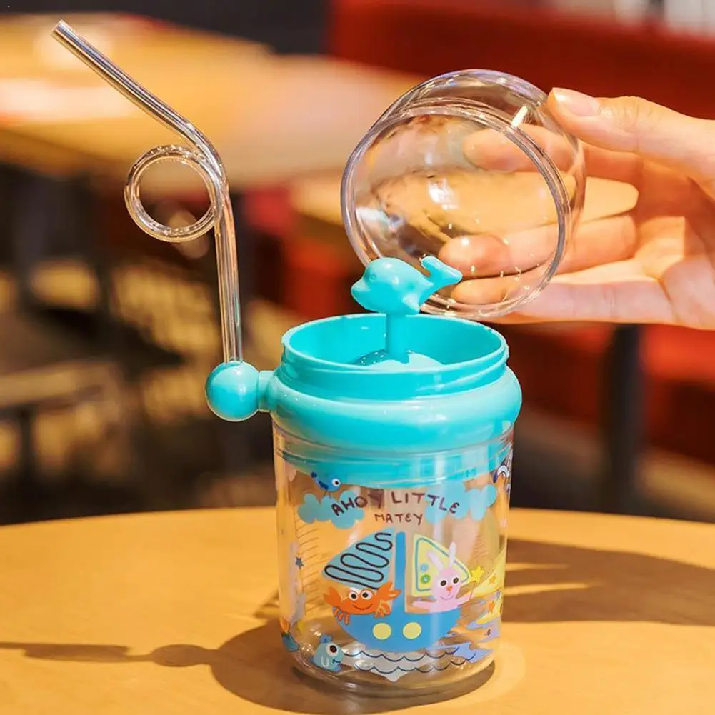 Taza de pulverizaci&oacute;n de agua de ballena, taza de paja antica&iacute;da para ni&ntilde;os, Linda H5V3-0