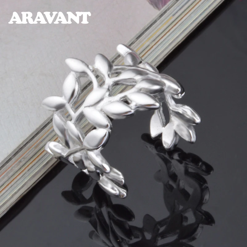 

New Arrival 925 Silver Leaf Open Finger Ring For Women Wedding Jewelry