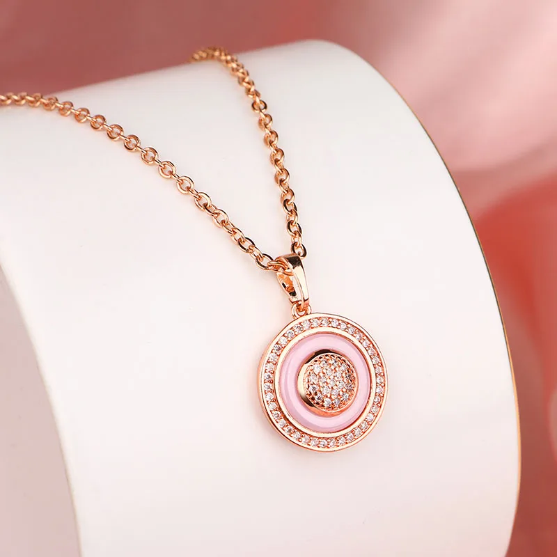 Комплект из колье и серёг цвета розового золота серебра|Ювелирные наборы| |