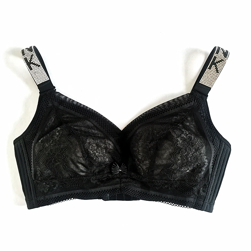 Women Lace Diamonds bra Inlay pink letter masonry Ultra-thin breathable top Shoulder strap Adjustable 34-46 Large size | Женская одежда