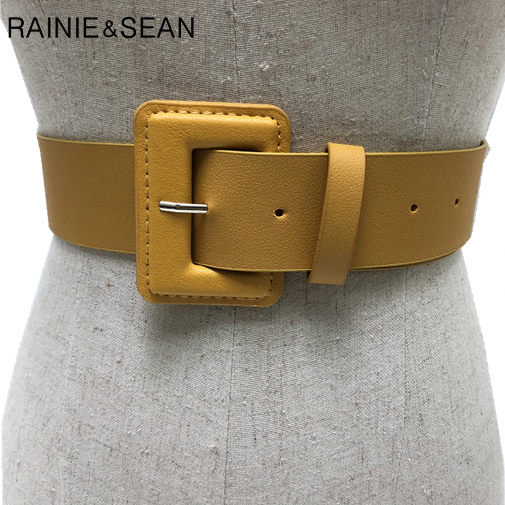 Женский ремень RAINIE SEAN Yellow повседневный однотонный из искусственной кожи зеленый