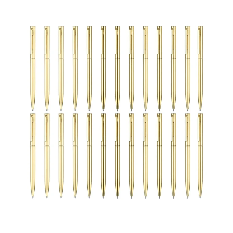 

26 PCS Metallic Pens Slim Ballpoint Pens Black Ink 1 mm Medium Point Retractable Pens for Students Teachers