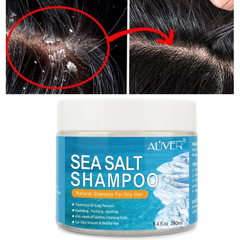 

240ML Natural Sea Salt Shampoo Hair Treatment Shampoo For Scalp Psoriasis Itching Scalp And Dandruff Hair Care For Women