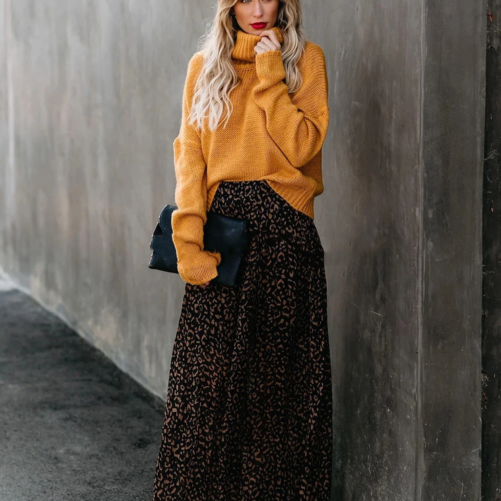 

New Autumn Winter Plus Size Women Sweater High Collar Backless Commuter Pullover Casual Loose Knitted Solid Ladies Sweater Top